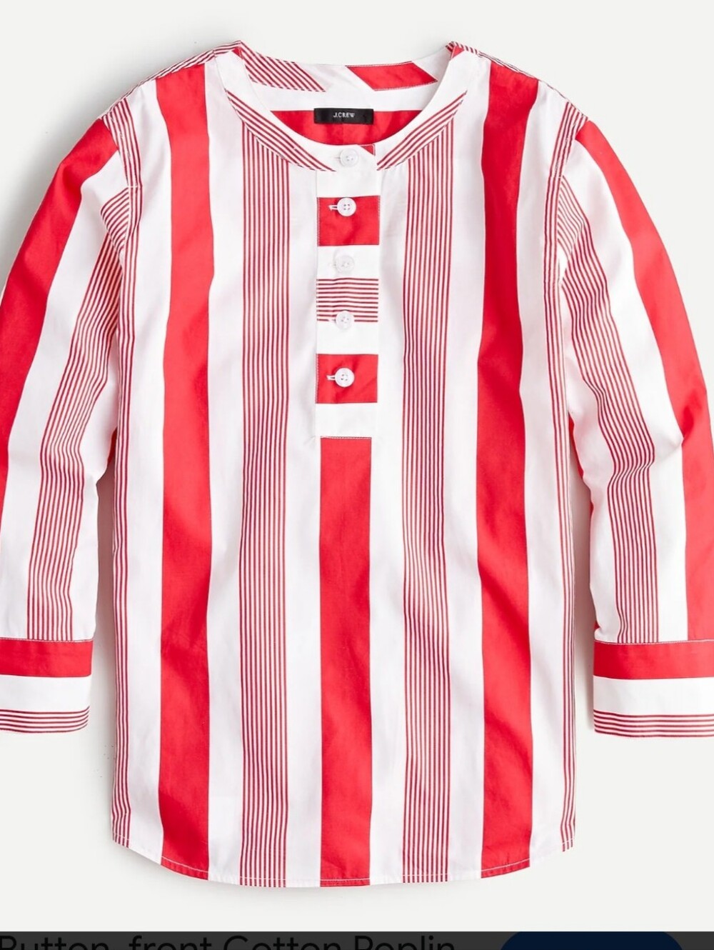 J. Crew Button Front Poplin Stripe Tunic. Size Small. NWOT.